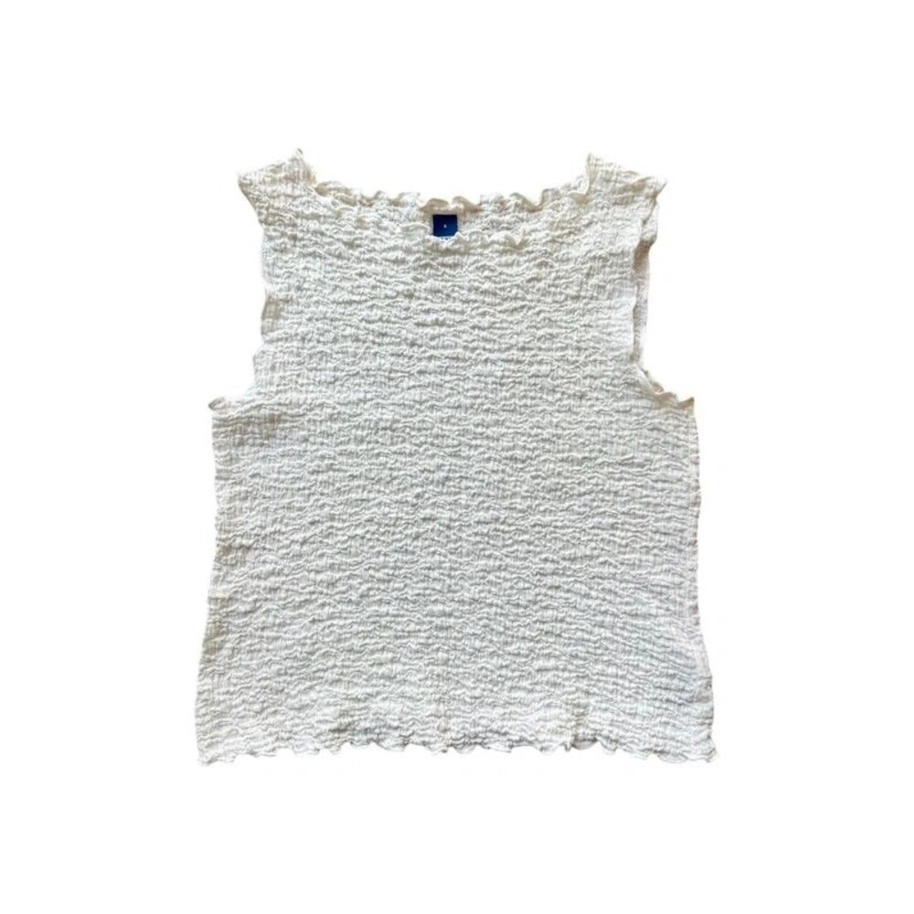 Old Navy Puckered Sleeveless Stretch Top White S